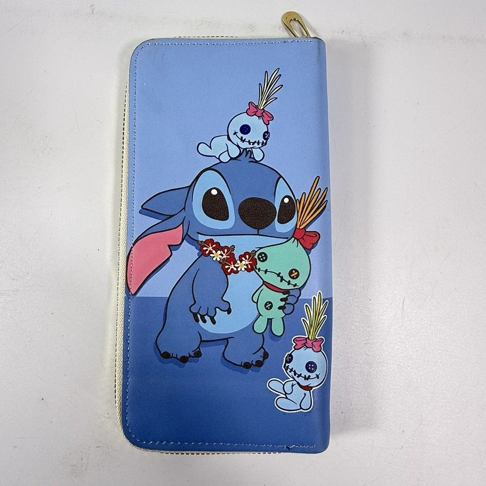 Disney Lilo & Stitch Blue Pink Zip Around‎ Wallet with Character Design